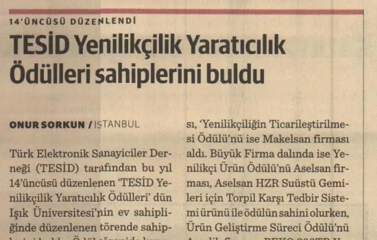 Dünya - 28.01.2016 - TESİD YENİLİKÇİLİK YARATICILIK ÖDÜLLERİ SAHİPLERİNİ BULDU