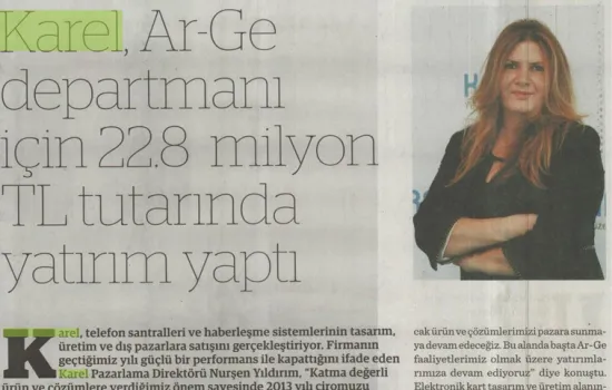Dünya - 29.09.2014 - KAREL, ARGE DEPARTMANI İÇİN