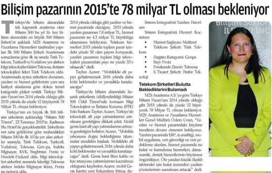 Egemen Gazetesi - 25.07.2015 - BİLİŞİM PAZARININ 2015' TE