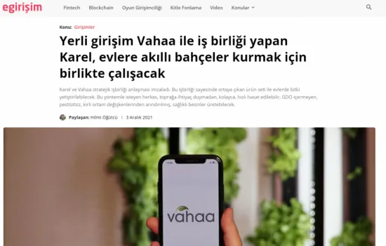 Egirisim.com - 01.12.2021 - Yerli Girişim Vahaa ve Karel