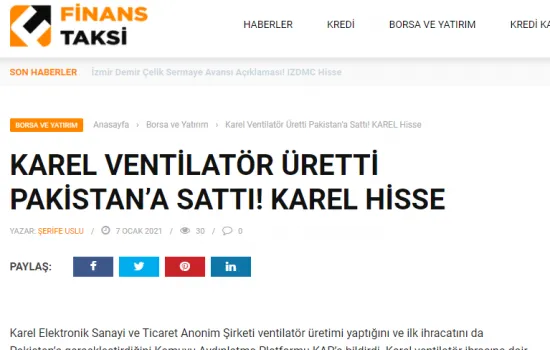 Finans Taksi - 07.01.2021 - Karel Ventilatör Üretti