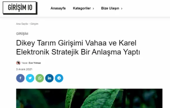 Girisim.io - 01.12.2021 - Dikey Tarım Girişimi Vahaa ve Karel