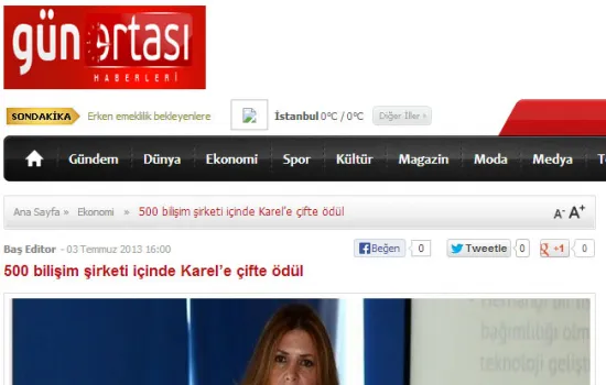 Gün Ortası - 03.07.2013 - 500 bilişim şirketi içinde Karel’e çifte ödül