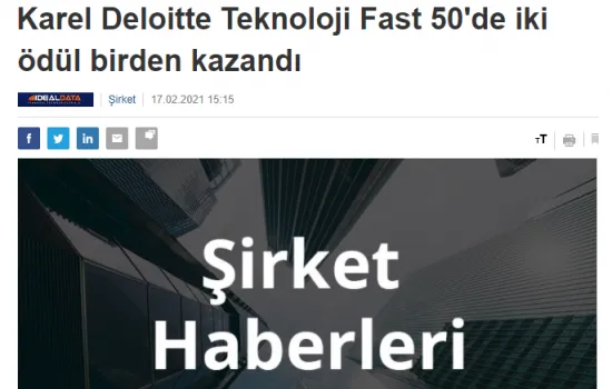 Investing.com - 18.02.2021 - Karel, Deloitte Teknoloji Fast 50'de iki ödül birden kazandı