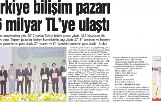 İstanbul - 26.06.2013 - TÜRKİYE BİLİŞİM PAZARI 56 MİLYAR TL' YE ULAŞTI