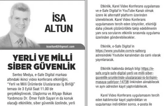 Kahramanmaraş'ta Bugün - 26.08.2020 - Yerli ve Milli Siber Güvenlik