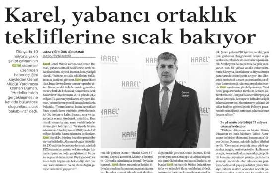 DÜNYA - 28.08.2012 - Karel , yabancı ortaklık tekliflerine sıcak bakıyor 