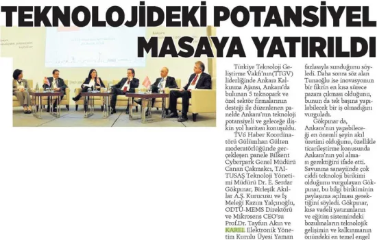 Milliyet Ankara - 01.01.2015 - TEKNOLOJİDEKİ POTANSİYEL MASAYA YATIRILDI