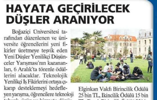 Milliyet - 02.12.2012  - Hayata geçirilecek düşler aranıyor