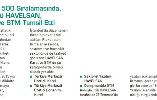MSI - 01.08.2016 - Bilişim 500 Sıralamasında Sektörü Karel Temsil Etti