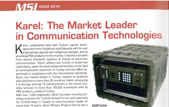MSI - 01.11.2016 - KAREL: THE MARKET LEADER IN COMMUNICATION TECHNOLOGIES