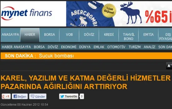 mynet - 08.06.2012 - Karel Yazılım ve Katma Değerli Hizmetler Alanında Ağırlığını Arttırıyor