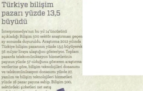Optimist - 09.07.2013 - TÜRKİYE BİLİŞİM PAZARI YÜZDE 13,5 BÜYÜDÜ