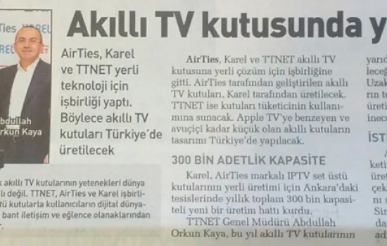 SABAH - 22.01.2014 - Akıllı TV kutusunda yerli çözüm