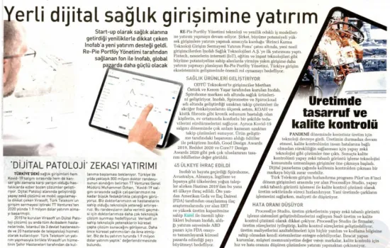 Sabah - 08.01.2021 - Yerli Dijital Sağlık Girişimine Yatırım