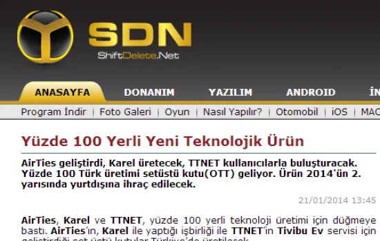 SDN - 22.01.2014 - Yüzde 100 yerli yeni teknoloji ürünü