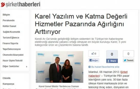 Şirket Haberleri - 08.06.2012 - Karel Yazılım ve Katma Değerli Hizmetler