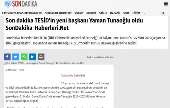 Son Dakika Haberleri - 25.03.2021 - TESİD'in Yeni Başkanı Yaman Tunaoğlu Oldu