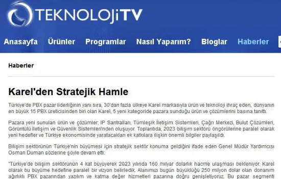 Teknoloji TV - 08.06.2012 - Karel'den Stratejik Hamle