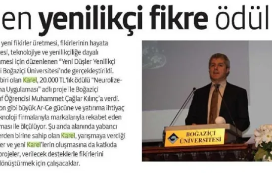 Tele.Com.Tr - 11.01.2013 - Karel'den yenilikçi fikre ödül 