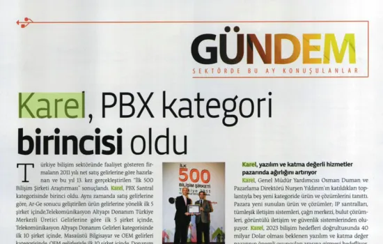 Tele.com.tr Dergisi - 01.07.2012 - Karel, PBX kategori birincisi oldu