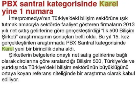 Telepati Telekom - 01.07.2014 - PBX SANTRAL KATEGORİSİNDE