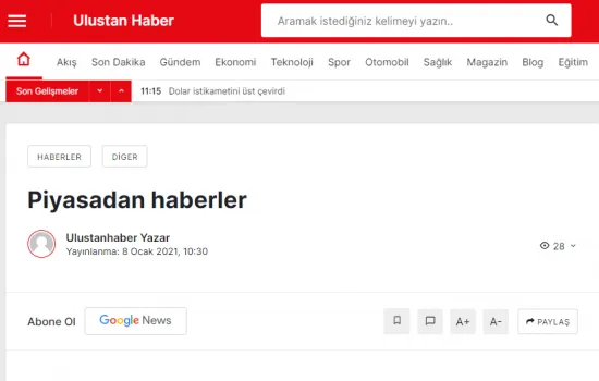 Ulustan Haber - 08.01.2021 - Piayasadan Haberler