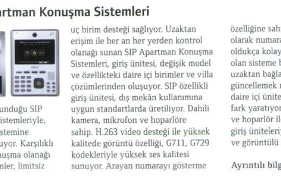 YAPI - 01.10.2012 - SIP Apartman Konuşma Sistemleri