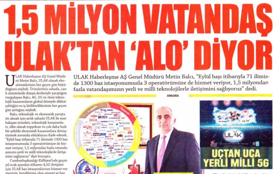 Yeni Akit - 14.09.2020 - 1,5 Milyon Vatandaş Ulak