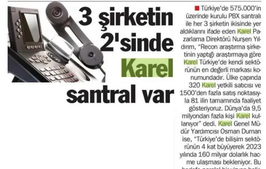 3 Şirketten 2'sinde Karel Santral Var