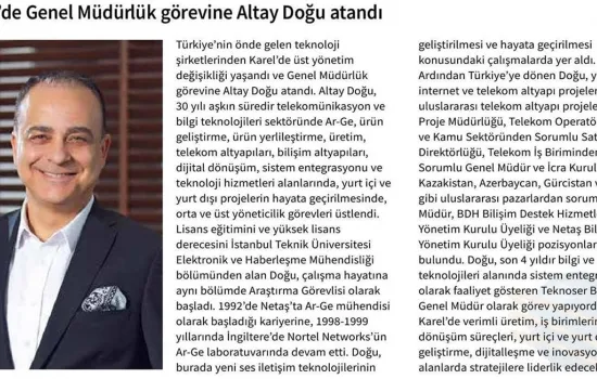 BT Haber-29.09.2025-Karel’de Genel Müdürlük görevine Altay Doğu atandı